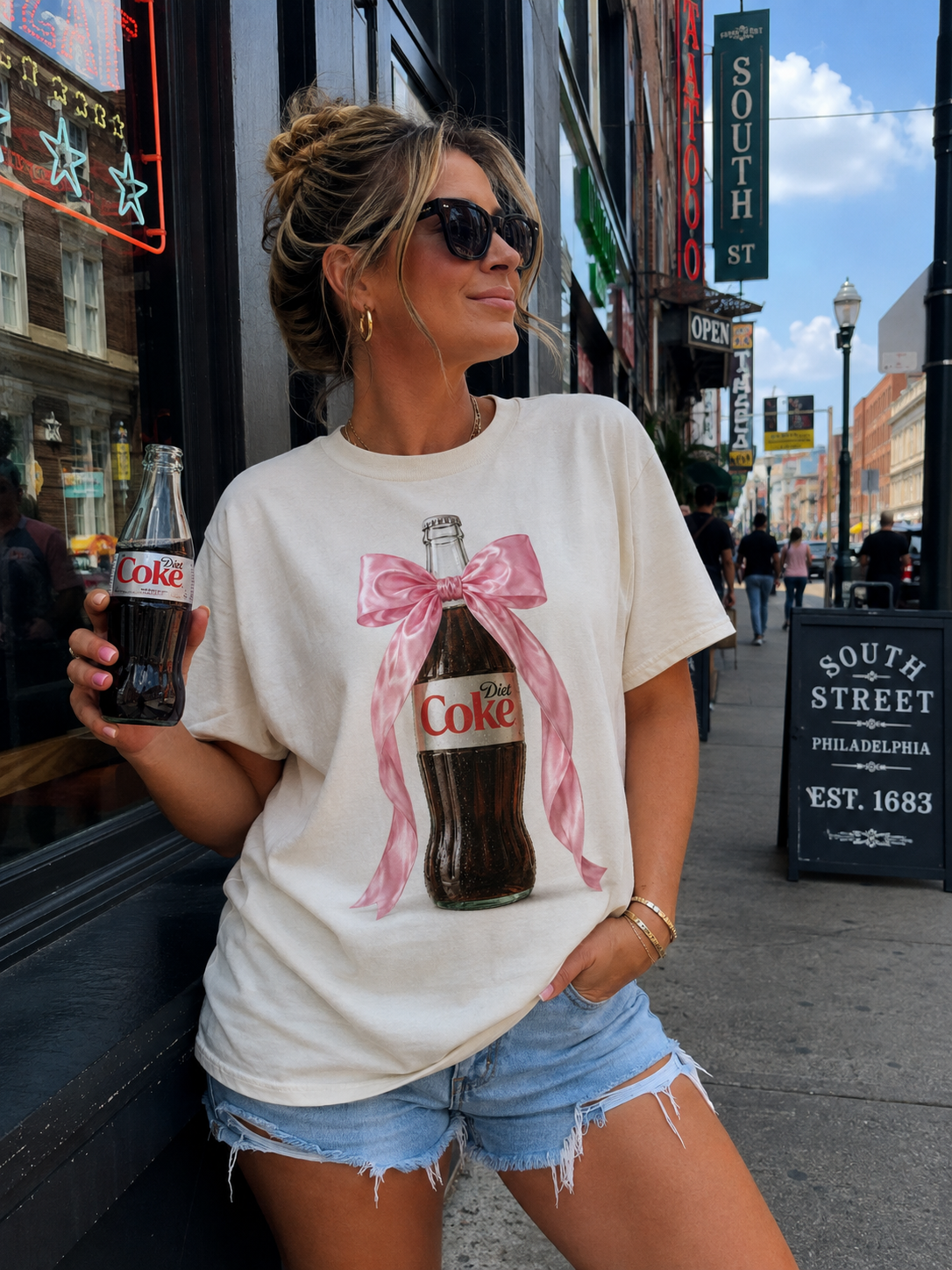 Pink Bow Diet Soda Graphic Tee – Women’s Coquette T-Shirt